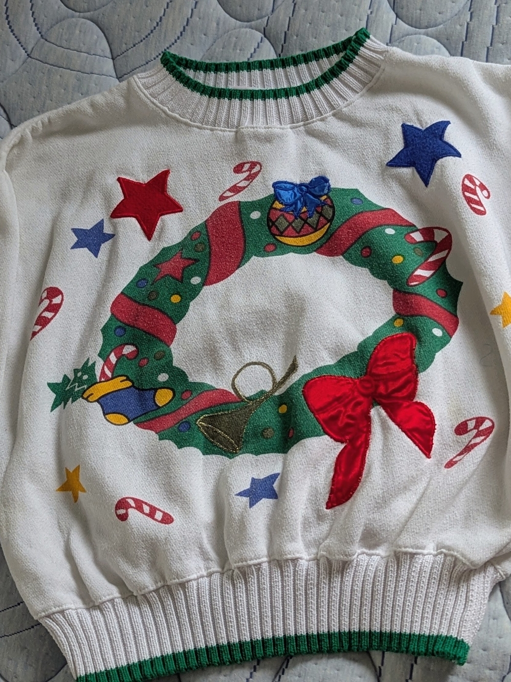 Vintage Kid's Holiday Wreath Sweater